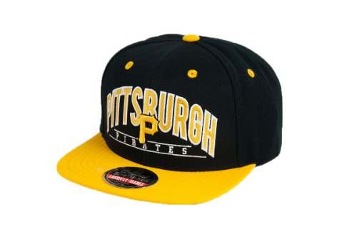 MLB Men's Pittsburgh Pirates Arched Snapback Cap (Black/Gold, Adjustable)