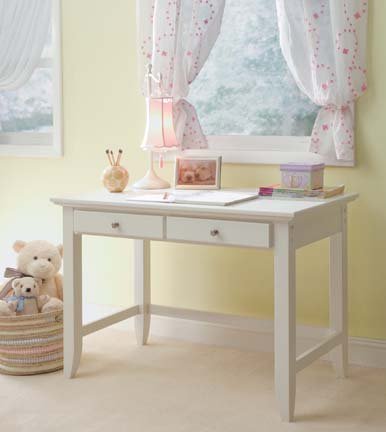 Home Styles Naples Student Desk and Hutch Set in White Finish