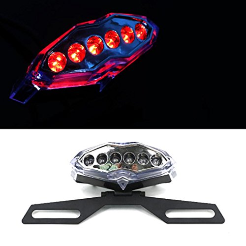 Motorcycle Conversion License Plate Lights LED Metal Taillight Brake Lights Mini Night for Honda/Yamaha/Suzuki/Kawasaki/Ducati/KTM/BMW/Triumph and with 10mm Hole Fairing