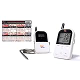 Maverick ET732 Long Range Wireless Dual 2 Probe BBQ Smoker Meat Thermometer Set With DBTech Meat Temperature Magnet Guide