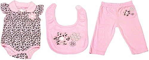 3 Piece Baby Outfit with Cheetah Print Onesie 0-3 Months