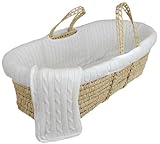 Tadpoles Cotton Cable Knit Moses Basket Set, White
