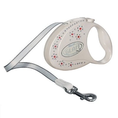 Flexi GLAM Compact 1 Pearl White Leash for dogs up to 26 lbs. (10 ft.)