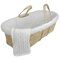 Tadpoles Cotton Cable Knit Moses Basket Set, White