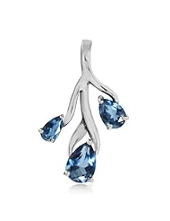Natural London Blue Topaz 925 Sterling Silver Leaf Pendant