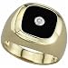 0.03 Ct. Round Brilliant Cut Diamond, Black Onyx, 14Kt. Yellow Gold. Onyx and Diamond Men's Ring