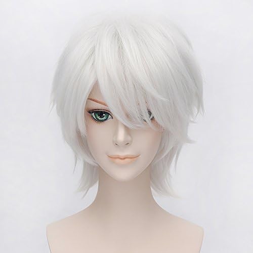 30cm Anime Wig Gintama Gintoki Sakata Short Layered Silver White Anime Cosplay Hair wig+ Wig Cap by CosplayMIX
