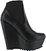 Bamboo Booth-28L Women's Platform Wedge Heel Elastic Chelsea Style Ankle Booties