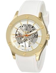 Breda Womens 1450_gold/wht "Addison" Mechanical See-Through Silicone Band Watch