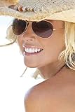 Sexy Blond Girl in Aviator Sunglasses and Straw Cowboy Hat - 24