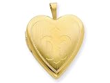 1/20 Gold Filled 20mm Fleur de lis Heart Locket - Chain Included - 1/20 14KGF Yellow Gold