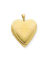 1/20 Gold Filled 20mm Fleur de lis Heart Locket - Chain Included