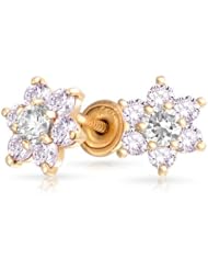 Bling Jewelry 14k Gold Flower Screwback Earrings Baby Studs Alexandrite Color CZ