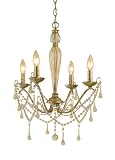 AF Lighting 7005-4H Sophia Candle Base Mini Chandelier, Soft gold with Glass Accents