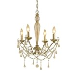 AF Lighting 7005-4H Sophia Candle Base Mini Chandelier, Soft gold with Glass Accents by 