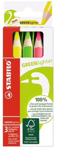 STABILO GREENlighter 3er Etui - FSC-zertifizierte 