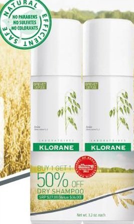 Klorane Gentle Dry Shampoo with Oat Milk, Aerosol-3.2 oz. (Pack of 2)