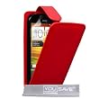 Coque HTC One SV Etui HTC One SV Rouge PU Cuir Clapet Housse
