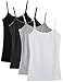 Caramel Cantina Shelf Bra Cami Tank-Top in Assorted Colors 2 or 4-Pack (Large, Blk/Grys)