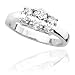 14k White or Yellow Gold Oval Diamond 3-Stone Ring (1 ct center, 2 cttw, I-J Color, I1 Clarity)