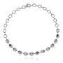 Sterling Silver Oval Multi-Gemstone and Diamond Necklace, 17"