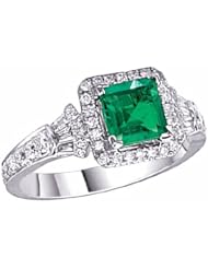 14K White Gold Emerald and Diamond Ring -- LIFETIME WARRANTY