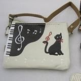 のあぷらす　黒猫ミィー　パス＆コインケース　ピアノ猫