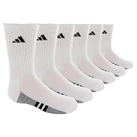 adidas Boys Youth Graphic Medium Crew Sock, Pack of 6, White/Black/Aluminum 2, 13-4