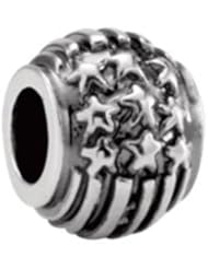 Sterling Silver Kera American Flag Bead Charm 28243