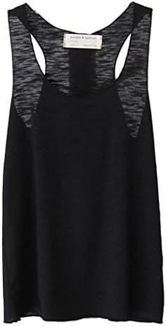 Queshark Women Gym Sports Shirt Yoga Tops Sleeveless Vest Homestay Fitness Runnging Clothes Camisetas Deporte Mujer Quick Dry Sports Tank Tops-Bamboo cotton-One size(Black)