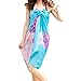 TopTie Swimwear Cover-up Sarong - Lake Blue with Floral Print