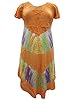 Orange Caftan Top Tie Dye Print Rayon Boho Dress