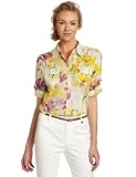 Calvin Klein Womens Printed Button Up Roll Sleeve Shirt