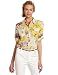 Calvin Klein Women's Printed Button Up Roll Sleeve Shirt