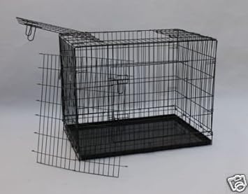 48" Three Doors Dog Pet Bed House Folding Metal Crate Cage Kennel W/metal Pan and Free Divider