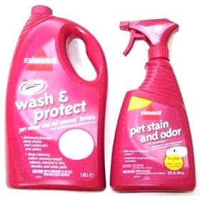 BISSELL PET STAIN & ODOUR REMOVER PRE-CLEANING SPRAY & PET ODOUR & SOIL REMOVER CARPET/UPHOLSTERY SHAMPOO - DUAL CLEANING KIT