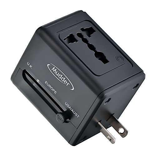 Mudder 3.5A US UK EU AU Universal All in One International Travel Power Plug Adapter Charger with 2 USB Ports for Cell Phone (NO Voltage Conversion)