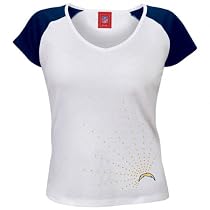 San Diego Chargers Women's White Superspeed Sparkling Raglan T-Shirt