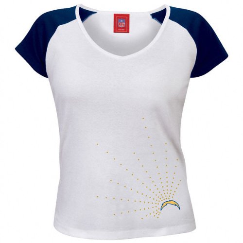 San Diego Chargers Women's White Superspeed Sparkling Raglan T-Shirt