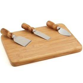 Caramelized Bamboo Cheese Cutting Board and Knife Set by Bradshaw