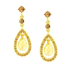 Dramatic Drops Crystal Embrace Golden Teardrop Earrings by 