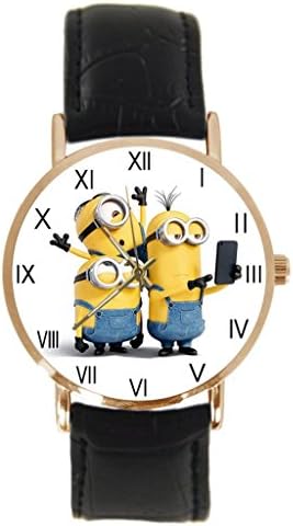 Minions Custom 100% NEW genuine leather Band fashion adult's Sport wrist watch