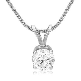 Platinum Round Diamond Solitaire Pendant (1/4 ct, G-H Color, VS2 Clarity)
