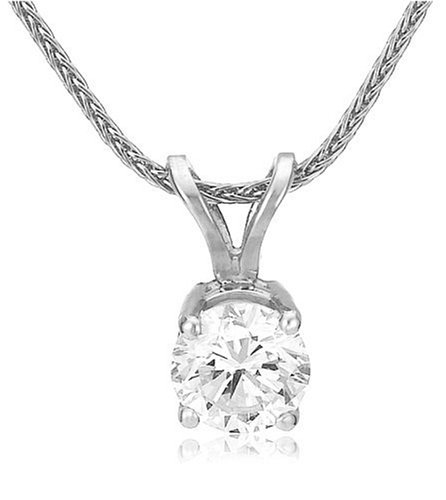 Platinum Round Diamond Solitaire Pendant (1/4 ct, G-H Color, VS2 Clarity)