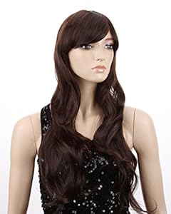 Cute curly ladies long hair brown/black wave gril's party wig 3 color wigs jf010002 (Dark Brown)