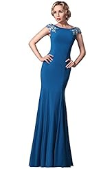 Cap Sleeves Stretchy Mermaid Full Length Velvet Evening Dress 