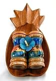 Hawaiian Salt and Pepper Set Pineapple Dish Large
