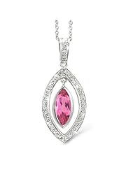 Twin Marquis Diamond Pendant In 18K White Gold With A 0.60 ct. Genuine Pink Tourmaline Center Stone.