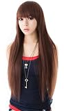 Cool2day Cute Brown Long Straight Wig Kanekalon DARK BROWN Full Wigs jf010011