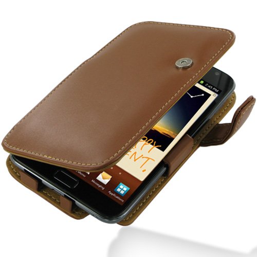 PDair Leather Case for Samsung Galaxy Note GT-N7000 - Book Type (Brown)